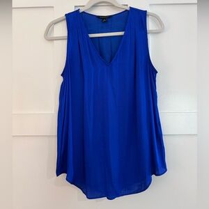 Banana Republic Soft Satin Pleated Drapey Blouse Royal Blue